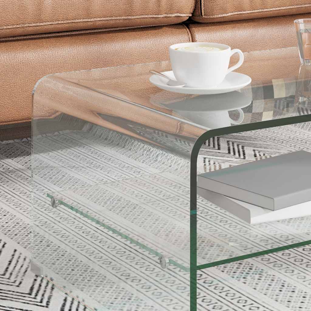 Salontafel 98x45x31 cm gehard glas transparant is nu te koop bij PeponiXL, paradijselijk wonen!