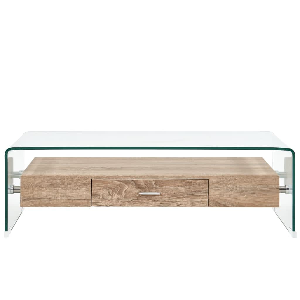 Salontafel 98x45x31 cm gehard glas transparant is nu te koop bij PeponiXL, paradijselijk wonen!