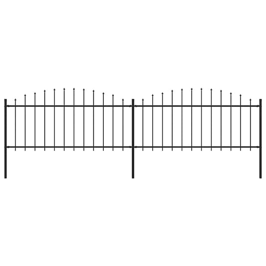 Tuinhek met speren bovenkant (0,5-0,75)x3,4 m staal zwart is nu te koop bij PeponiXL, paradijselijk wonen!