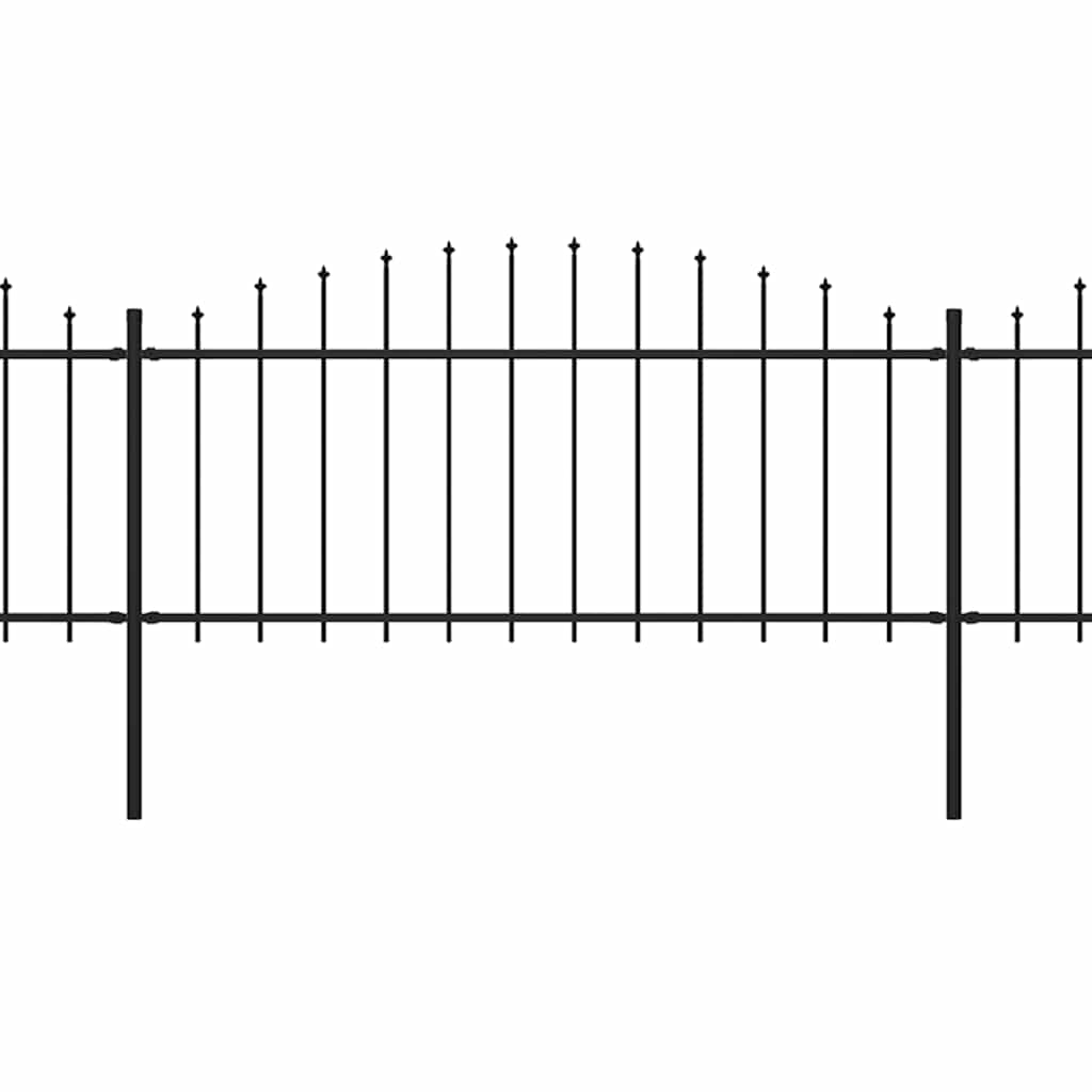 Tuinhek met speren bovenkant (0,5-0,75)x3,4 m staal zwart is nu te koop bij PeponiXL, paradijselijk wonen!