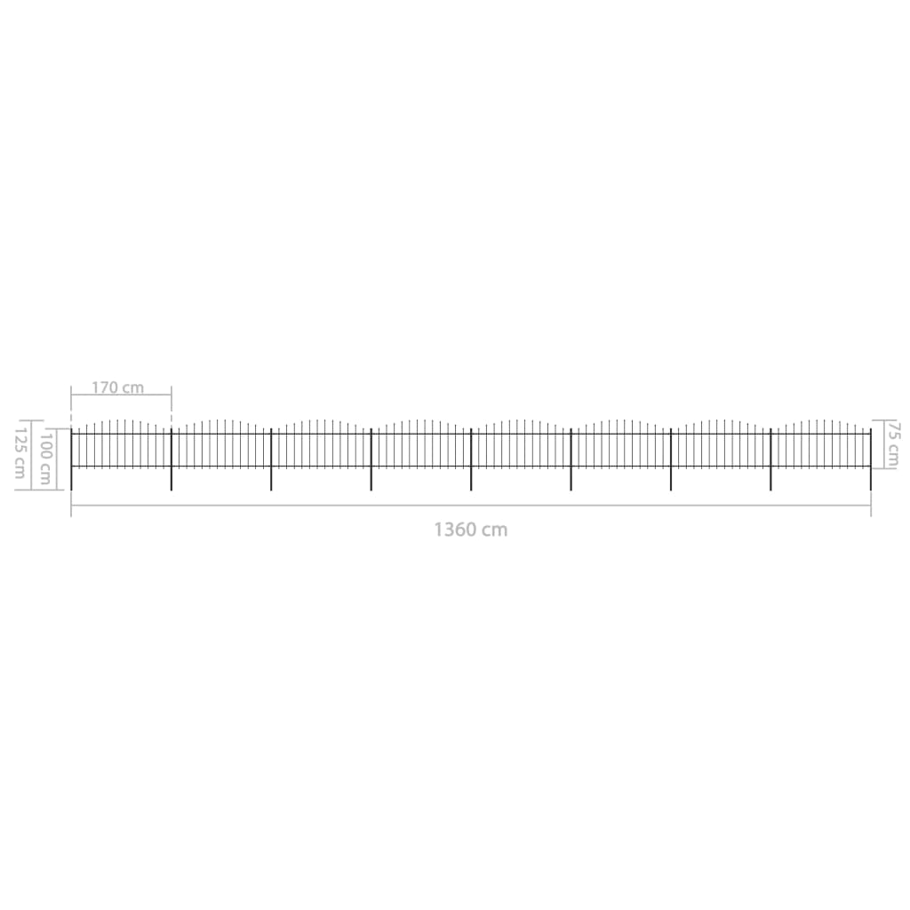 Tuinhek met speerpunt staal 1426x75 cm zwart is nu te koop bij PeponiXL, paradijselijk wonen!
