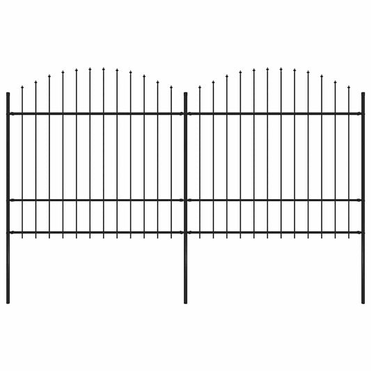 Tuinhek met speerpunt staal 359x175 cm zwart is nu te koop bij PeponiXL, paradijselijk wonen!