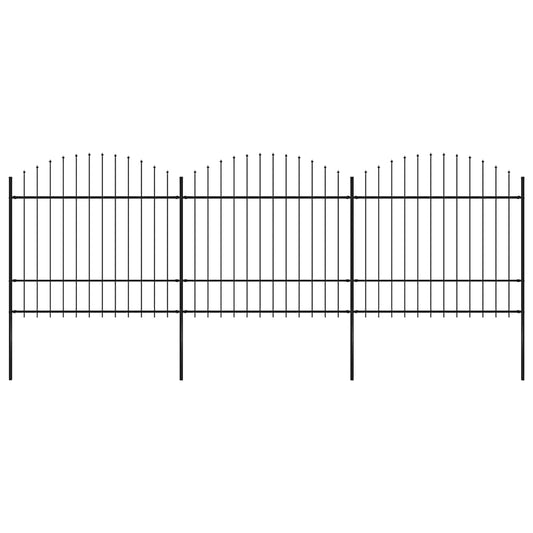 Tuinhek met speerpunt staal 537x175 cm zwart is nu te koop bij PeponiXL, paradijselijk wonen!