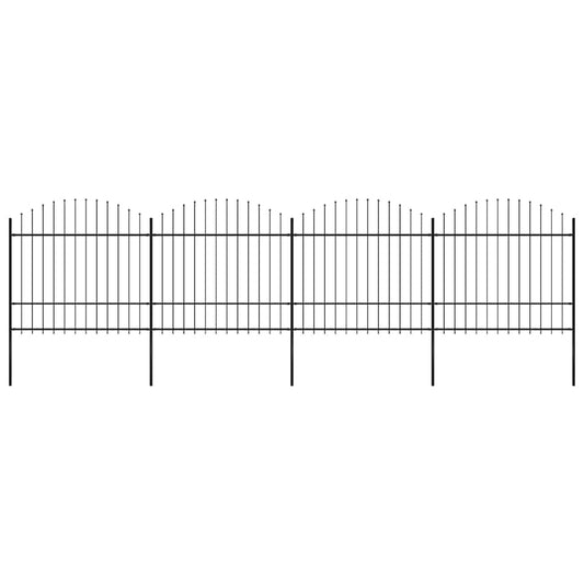 Tuinhek met speerpunt staal 714,5x175 cm zwart is nu te koop bij PeponiXL, paradijselijk wonen!