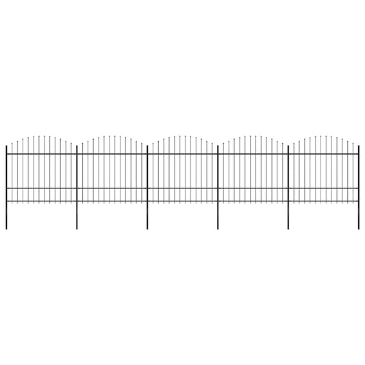 Tuinhek met speerpunt staal 892,5x175 cm zwart is nu te koop bij PeponiXL, paradijselijk wonen!