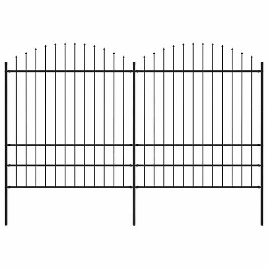 Tuinhek met speerpunt staal 359x200 cm zwart is nu te koop bij PeponiXL, paradijselijk wonen!