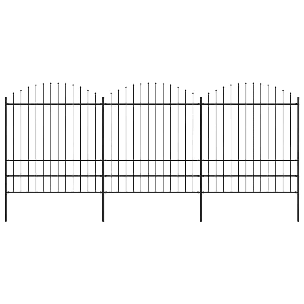 Tuinhek met speerpunt staal 537x200 cm zwart is nu te koop bij PeponiXL, paradijselijk wonen!