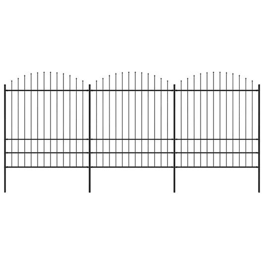 Tuinhek met speerpunt staal 537x200 cm zwart is nu te koop bij PeponiXL, paradijselijk wonen!