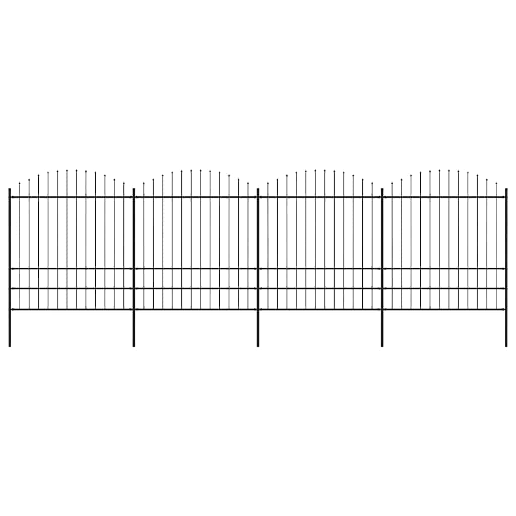 Tuinhek met speerpunt staal 714,5x200 cm zwart is nu te koop bij PeponiXL, paradijselijk wonen!