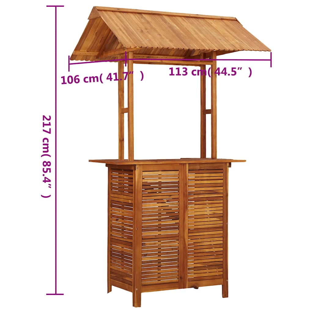 Bartafel met dak voor buiten 113x106x217 cm massief acaciahout is nu te koop bij PeponiXL, paradijselijk wonen!