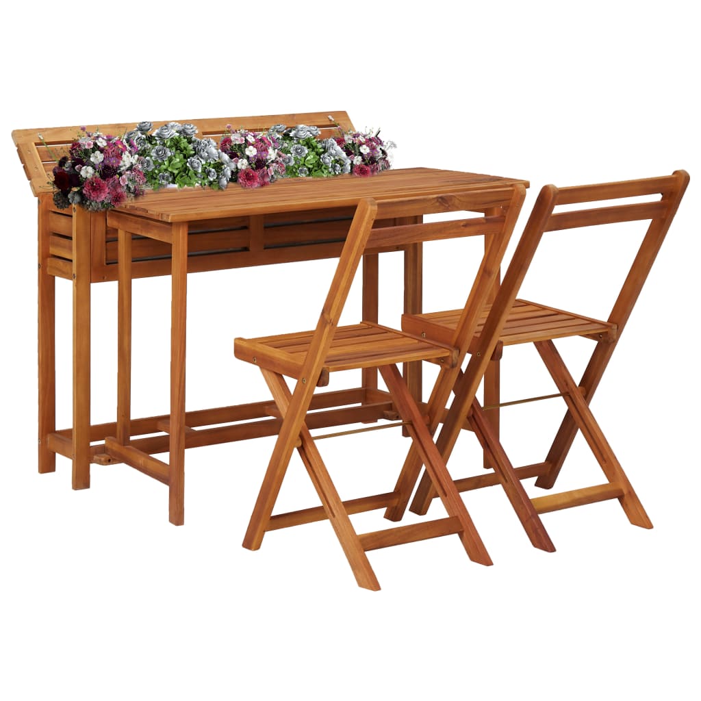 Tuintafel met plantenbak en 2 bistrostoelen massief acaciahout is nu te koop bij PeponiXL, paradijselijk wonen!