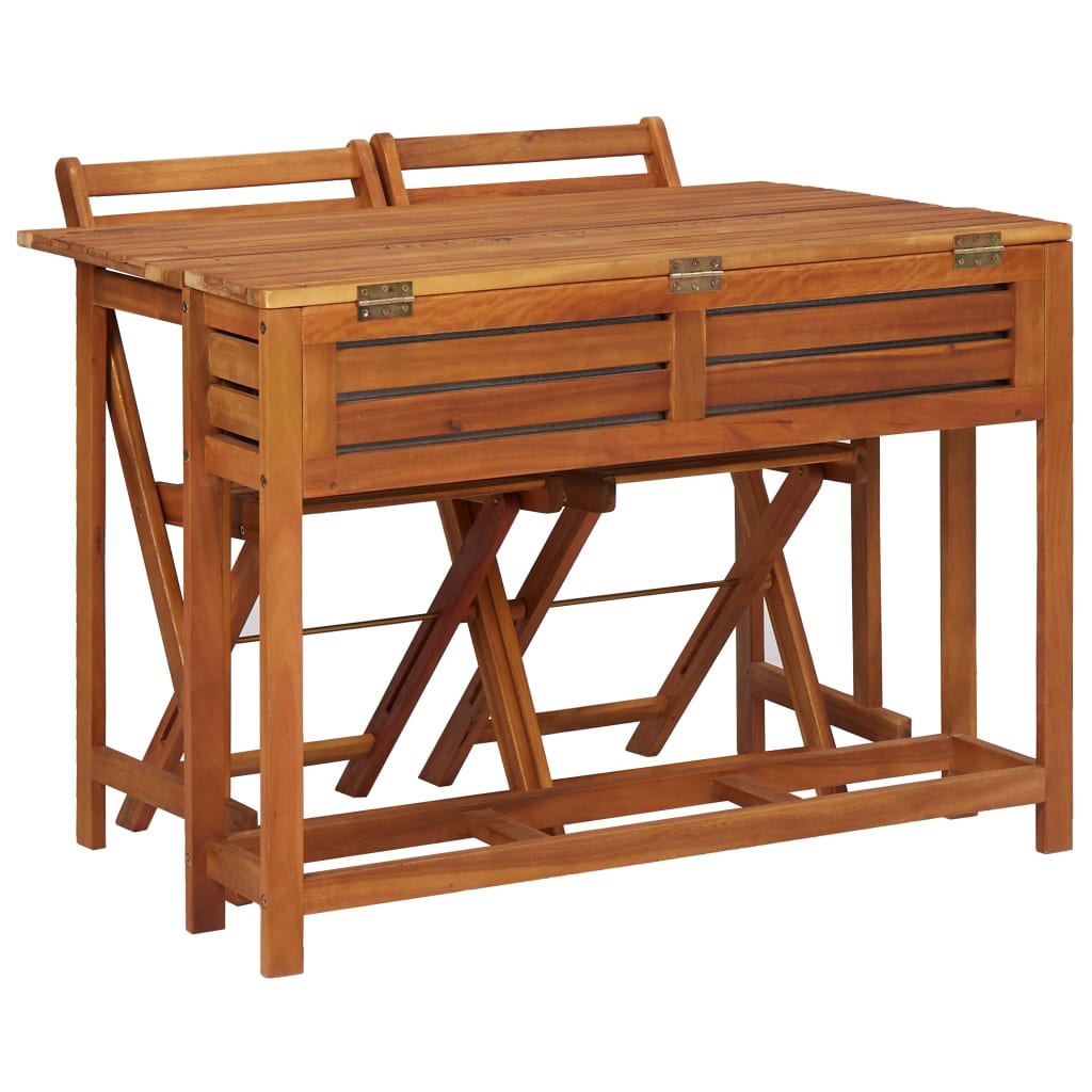 Tuintafel met plantenbak en 2 bistrostoelen massief acaciahout is nu te koop bij PeponiXL, paradijselijk wonen!