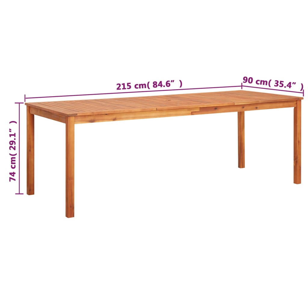 Tuintafel 215x90x74 cm massief acaciahout is nu te koop bij PeponiXL, paradijselijk wonen!