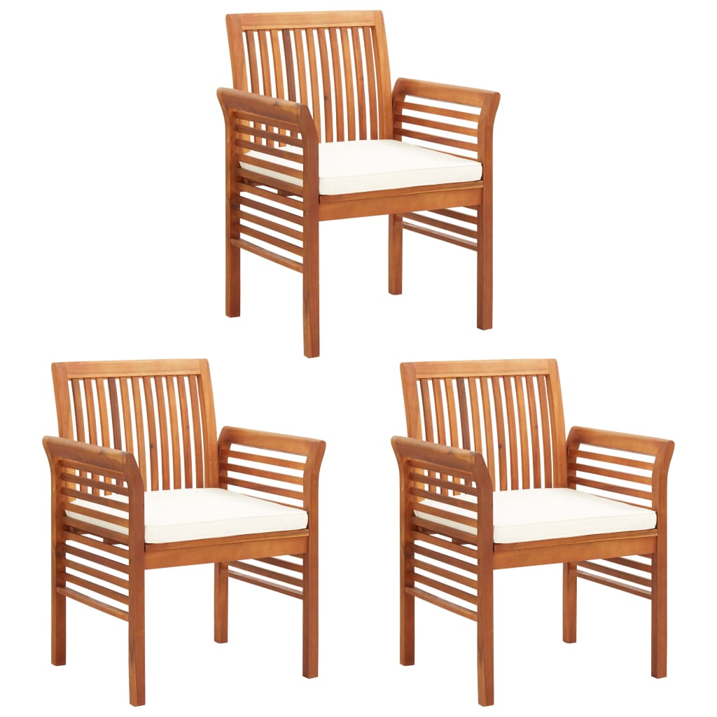 Tuinstoelen 3 st met kussens massief acaciahout is nu te koop bij PeponiXL, paradijselijk wonen!