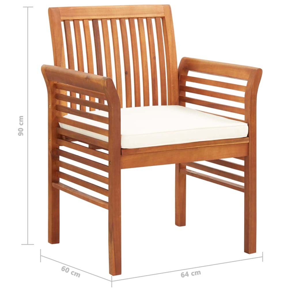 Tuinstoelen 3 st met kussens massief acaciahout is nu te koop bij PeponiXL, paradijselijk wonen!