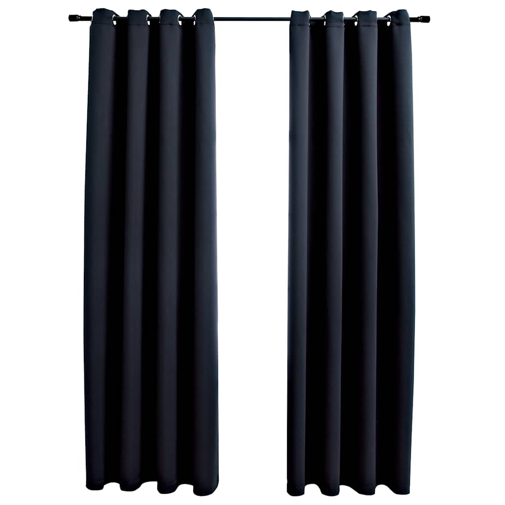 Gordijn verduisterend met metalen ringen 2 st 140x175 cm zwart is nu te koop bij PeponiXL, paradijselijk wonen!