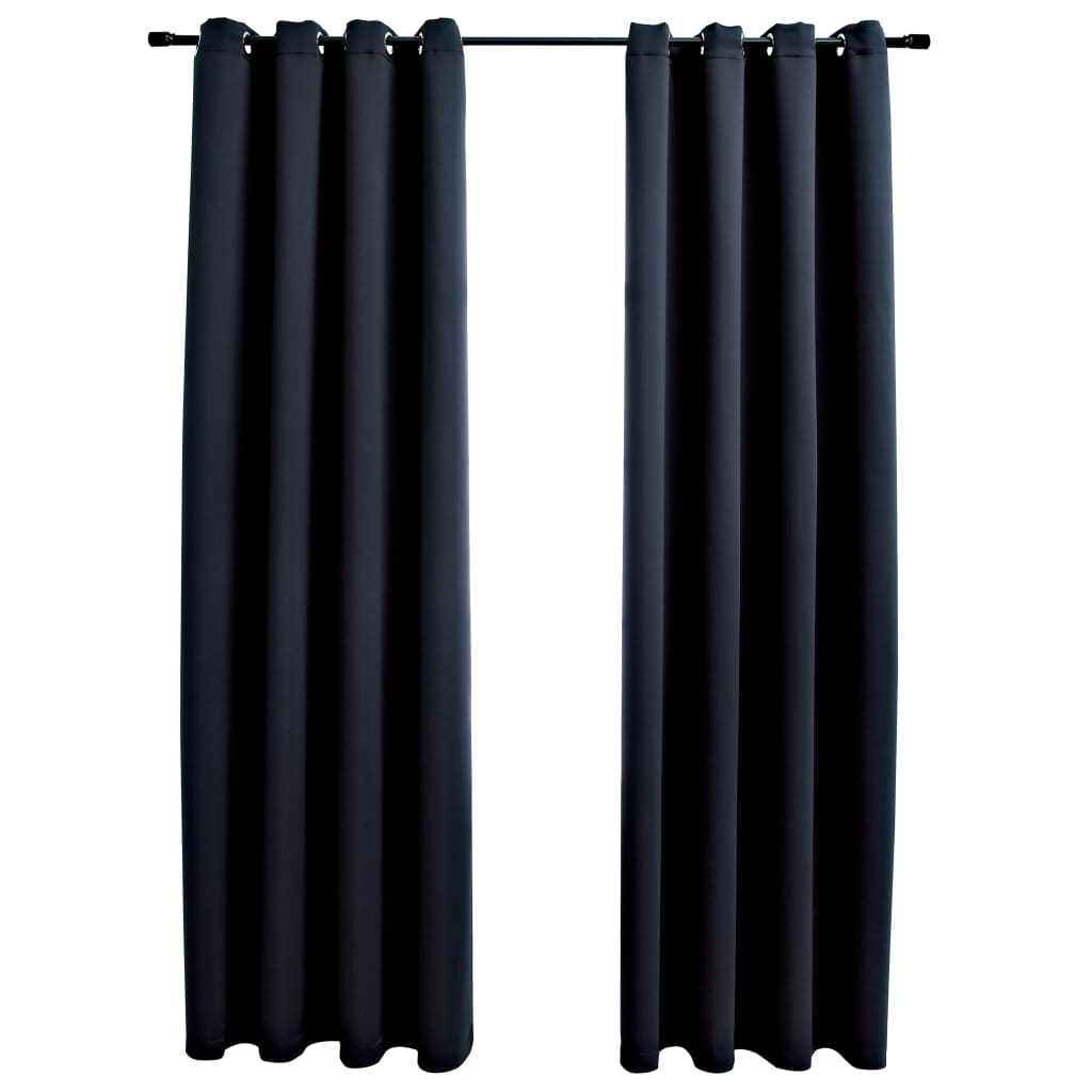 Gordijn verduisterend met metalen ringen 2 st 140x245 cm zwart is nu te koop bij PeponiXL, paradijselijk wonen!
