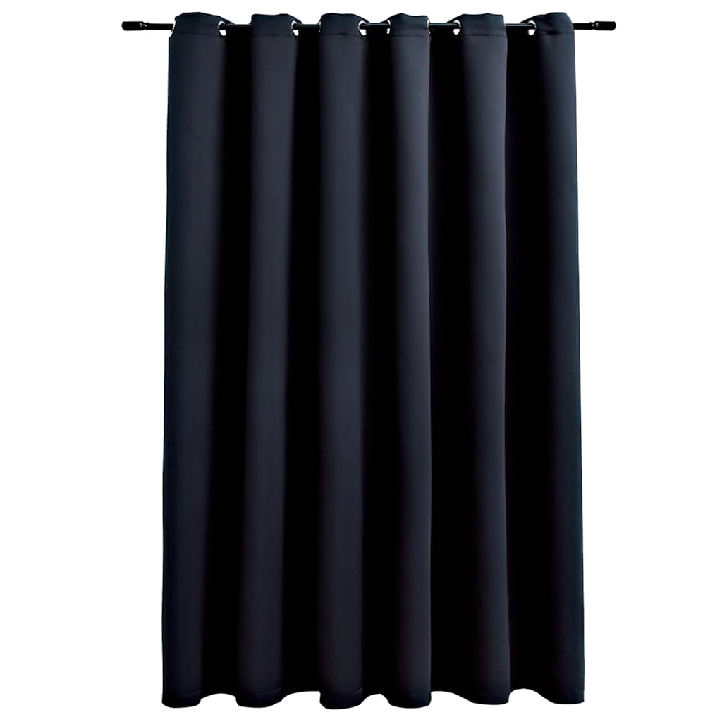 Gordijn verduisterend met metalen ringen 290x245 cm zwart is nu te koop bij PeponiXL, paradijselijk wonen!