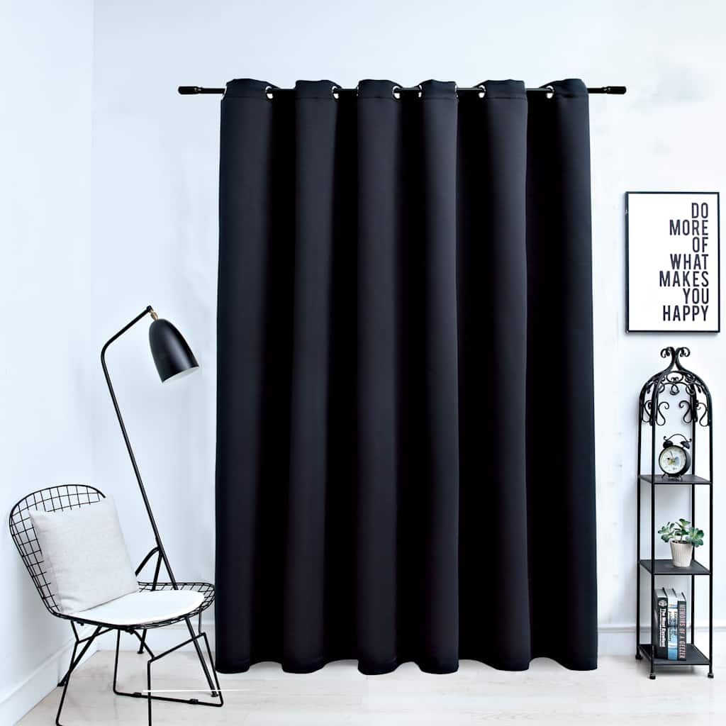 Gordijn verduisterend met metalen ringen 290x245 cm zwart is nu te koop bij PeponiXL, paradijselijk wonen!