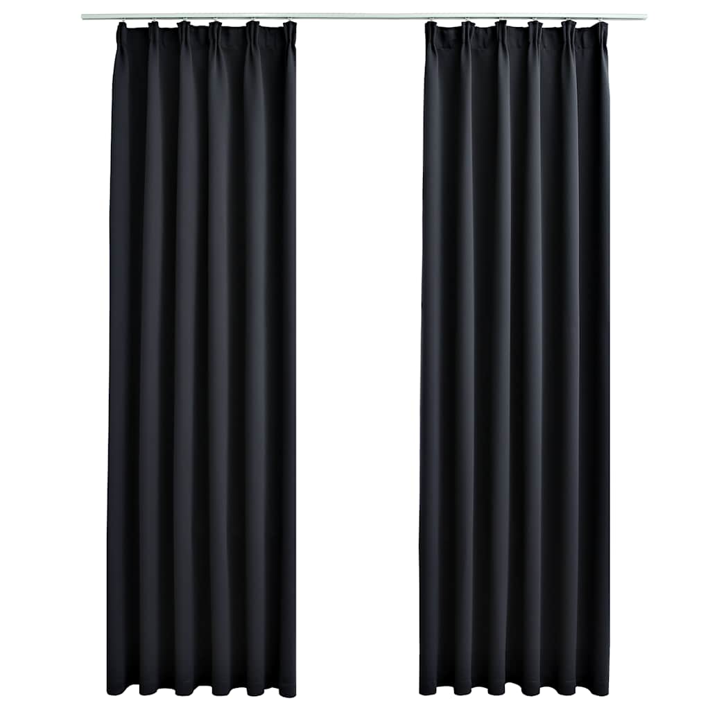 Gordijnen verduisterend met haken 2 st 140x225 cm zwart is nu te koop bij PeponiXL, paradijselijk wonen!