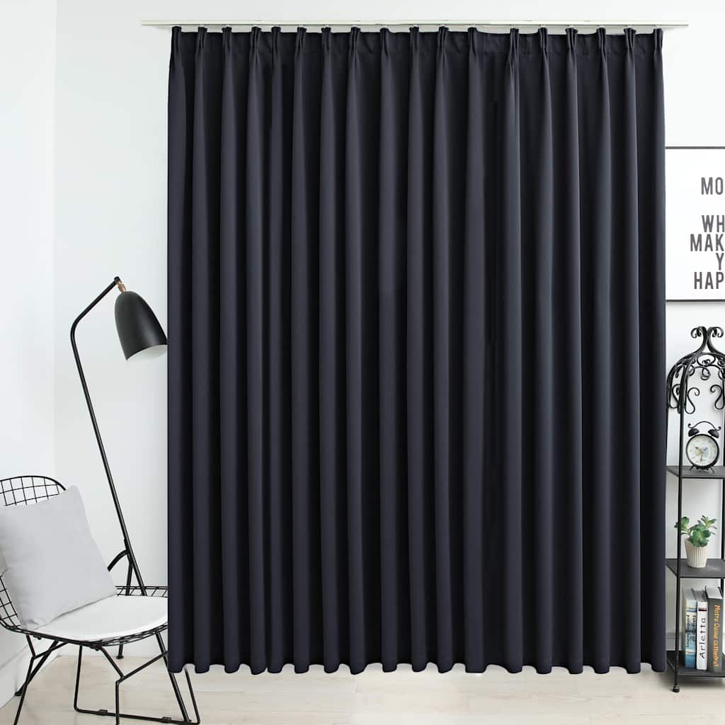 Gordijn verduisterend met haken 290x245 cm zwart is nu te koop bij PeponiXL, paradijselijk wonen!