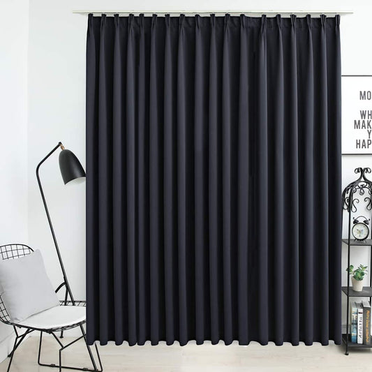Gordijn verduisterend met haken 290x245 cm zwart is nu te koop bij PeponiXL, paradijselijk wonen!