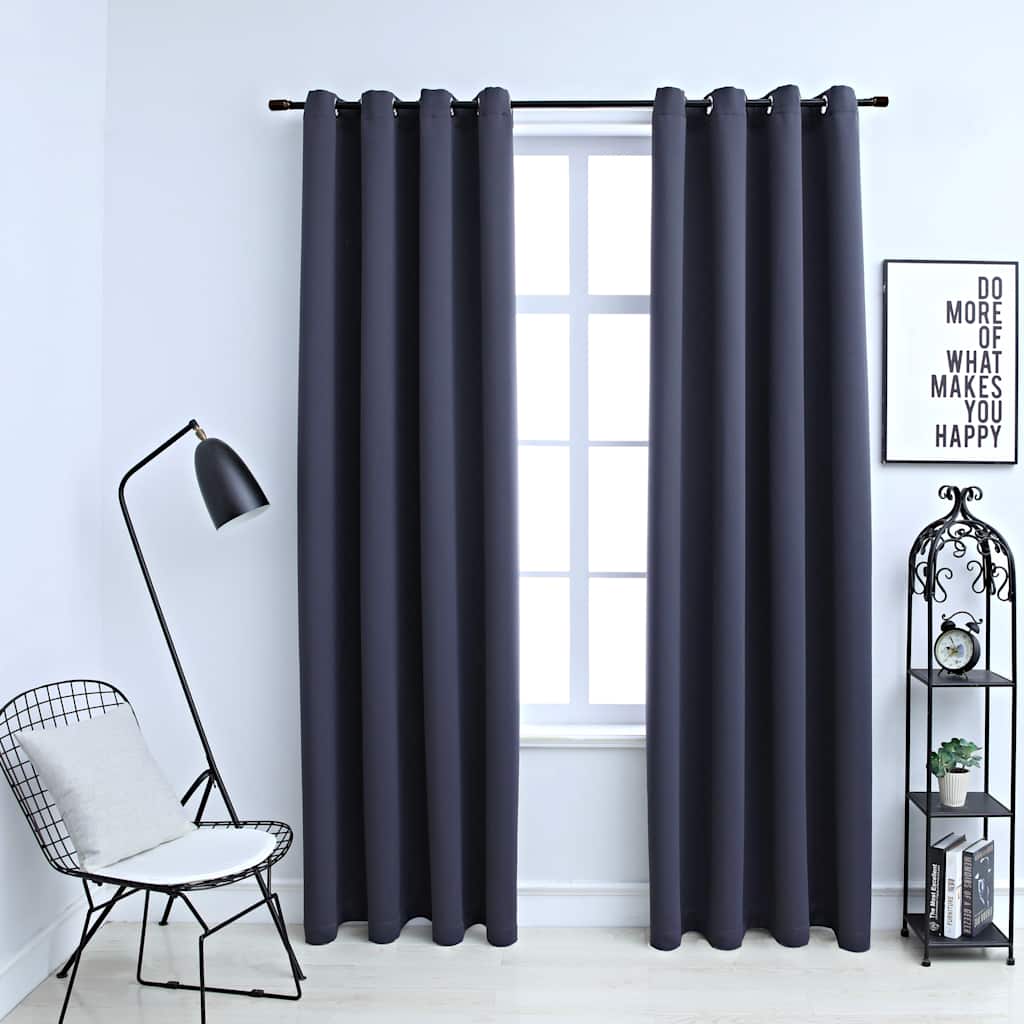 Gordijnen verduisterend met ringen 2 st 140x225 cm antraciet is nu te koop bij PeponiXL, paradijselijk wonen!