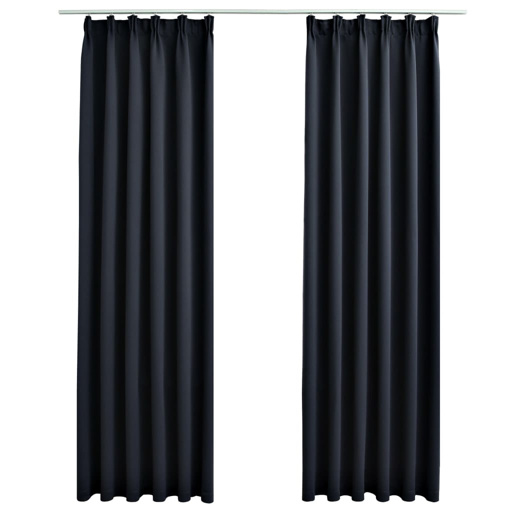 Gordijnen verduisterend met haken 2 st 140x225 cm antraciet is nu te koop bij PeponiXL, paradijselijk wonen!
