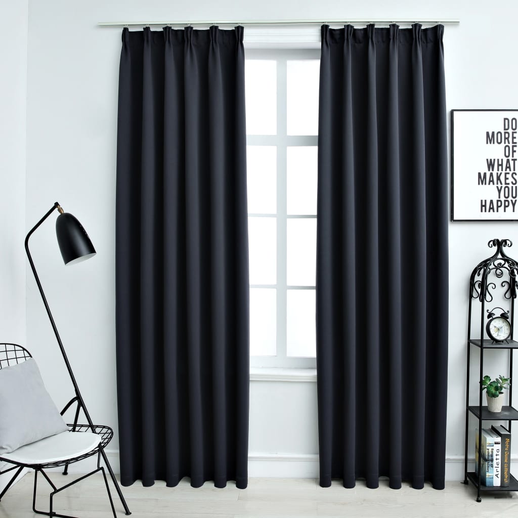 Gordijnen verduisterend met haken 2 st 140x225 cm antraciet is nu te koop bij PeponiXL, paradijselijk wonen!
