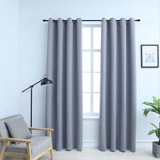 Gordijn verduisterend met metalen ringen 2 st 140x225 cm grijs is nu te koop bij PeponiXL, paradijselijk wonen!
