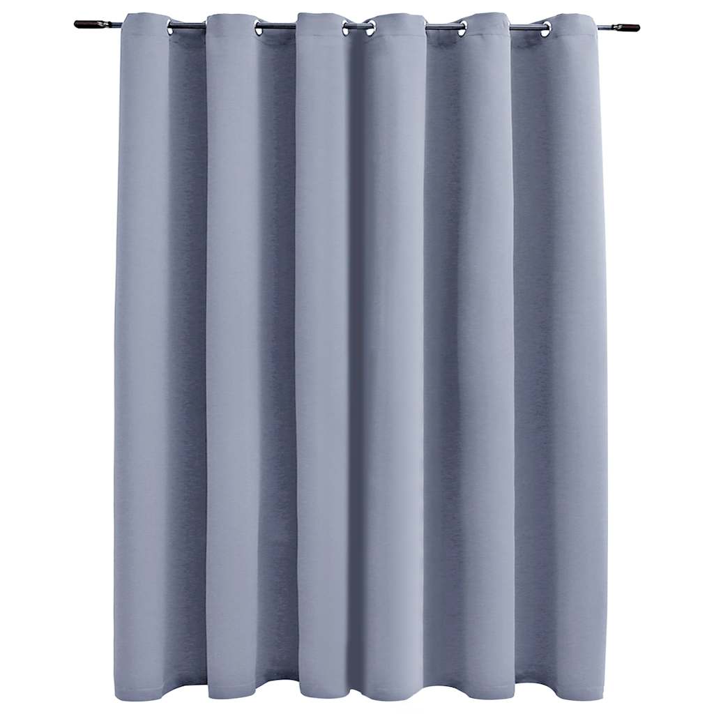 Gordijn verduisterend met metalen ringen 290x245 cm grijs is nu te koop bij PeponiXL, paradijselijk wonen!