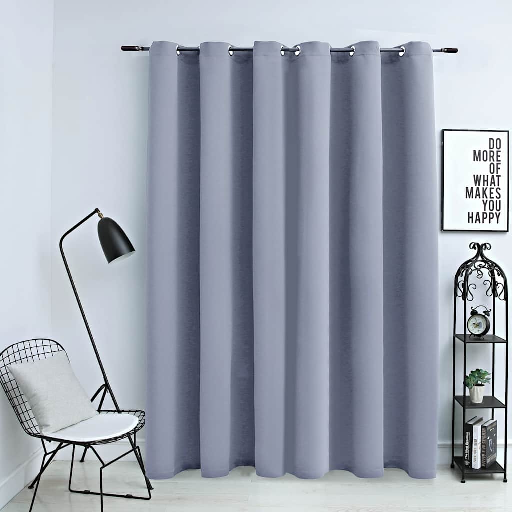 Gordijn verduisterend met metalen ringen 290x245 cm grijs is nu te koop bij PeponiXL, paradijselijk wonen!