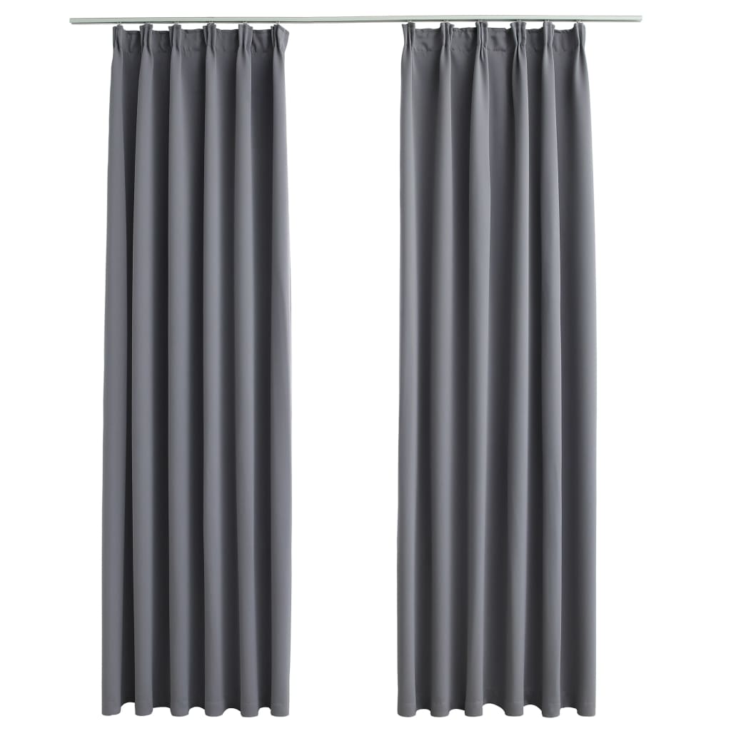 Gordijnen verduisterend met haken 2 st 140x175 cm grijs is nu te koop bij PeponiXL, paradijselijk wonen!
