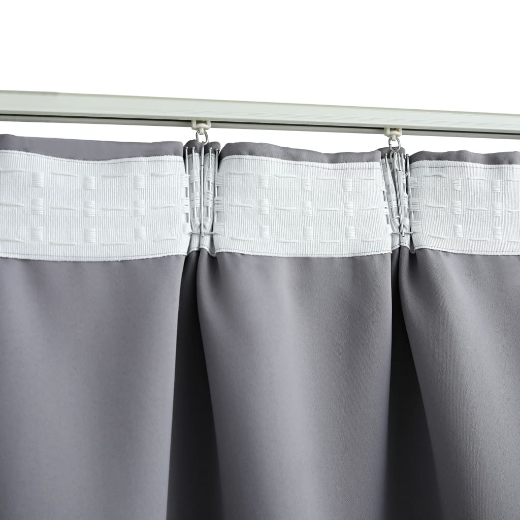 Gordijnen verduisterend met haken 2 st 140x175 cm grijs is nu te koop bij PeponiXL, paradijselijk wonen!