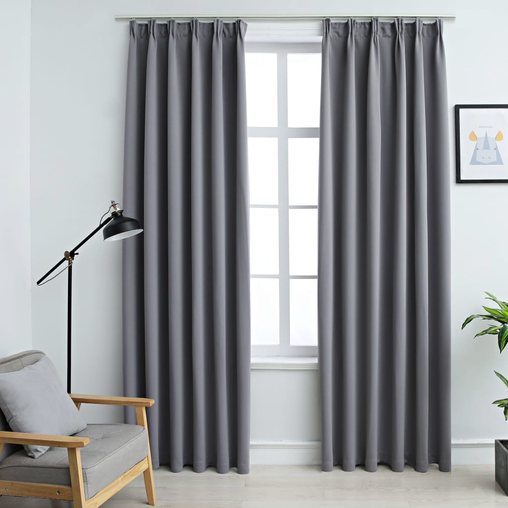 Gordijnen verduisterend met haken 2 st 140x175 cm grijs is nu te koop bij PeponiXL, paradijselijk wonen!