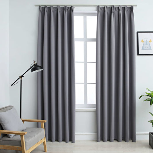 Gordijnen verduisterend met haken 2 st 140x175 cm grijs is nu te koop bij PeponiXL, paradijselijk wonen!