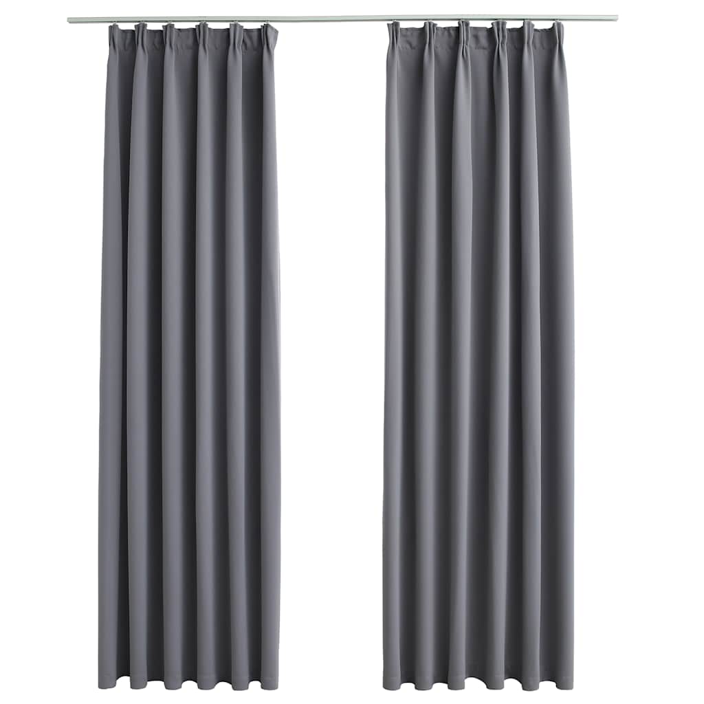 Gordijnen verduisterend met haken 2 st 140x225 cm grijs is nu te koop bij PeponiXL, paradijselijk wonen!