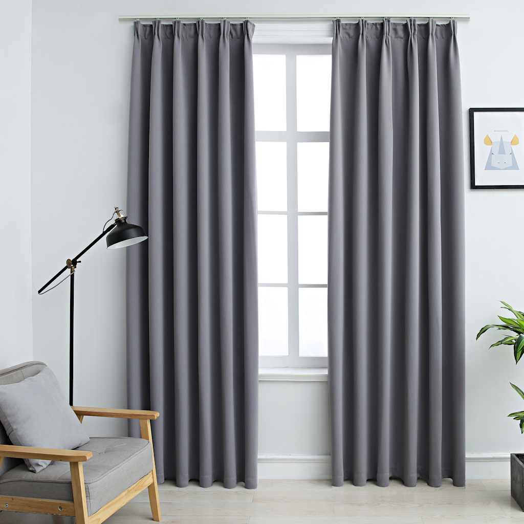 Gordijnen verduisterend met haken 2 st 140x245 cm grijs is nu te koop bij PeponiXL, paradijselijk wonen!
