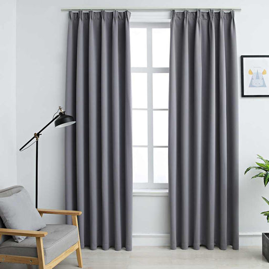 Gordijnen verduisterend met haken 2 st 140x245 cm grijs is nu te koop bij PeponiXL, paradijselijk wonen!