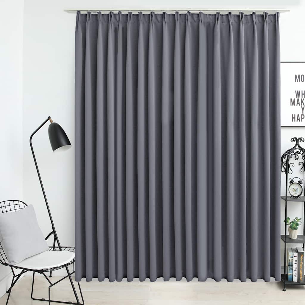 Gordijn verduisterend met haken 290x245 cm grijs is nu te koop bij PeponiXL, paradijselijk wonen!