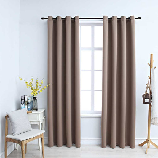 Gordijn verduisterend met metalen ringen 2 st 140x225 cm taupe is nu te koop bij PeponiXL, paradijselijk wonen!