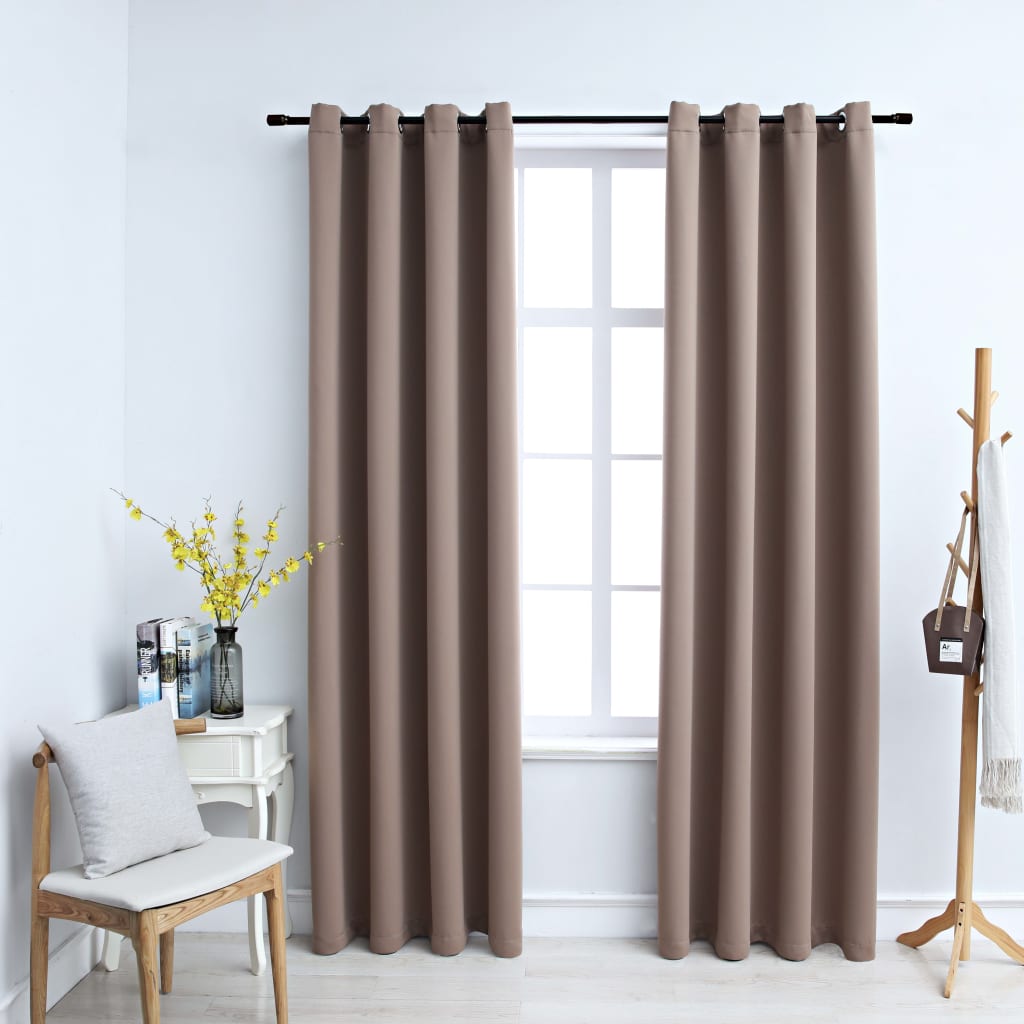 Gordijn verduisterend met metalen ringen 2 st 140x245 cm taupe is nu te koop bij PeponiXL, paradijselijk wonen!