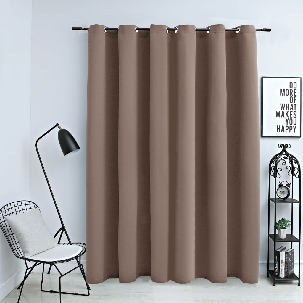 Gordijn verduisterend met metalen ringen 290x245 cm taupe is nu te koop bij PeponiXL, paradijselijk wonen!