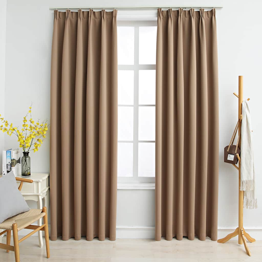 Gordijnen verduisterend met haken 2 st 140x225 cm taupe is nu te koop bij PeponiXL, paradijselijk wonen!