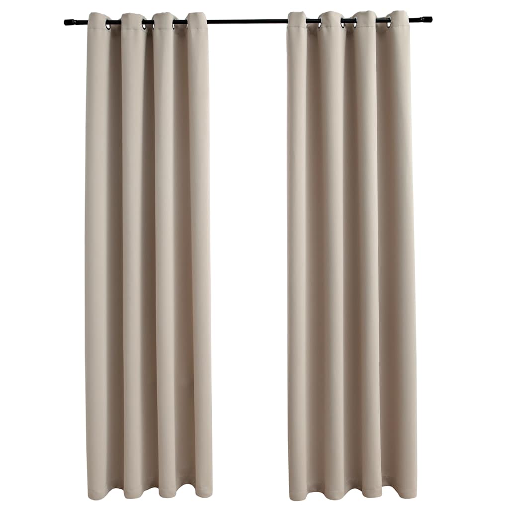 Gordijn verduisterend met metalen ringen 2 st 140x175 cm beige is nu te koop bij PeponiXL, paradijselijk wonen!