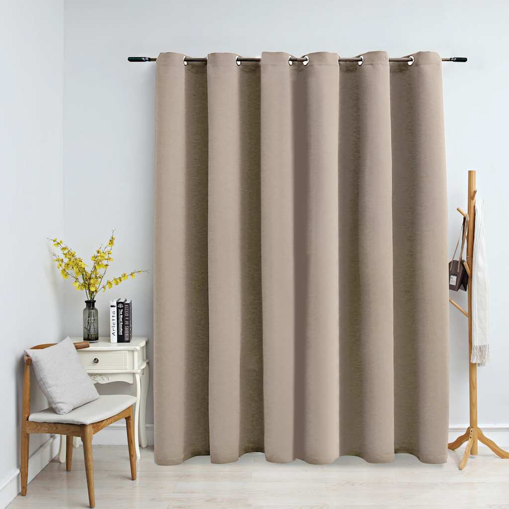 Gordijn verduisterend met metalen ringen 290x245 cm beige is nu te koop bij PeponiXL, paradijselijk wonen!
