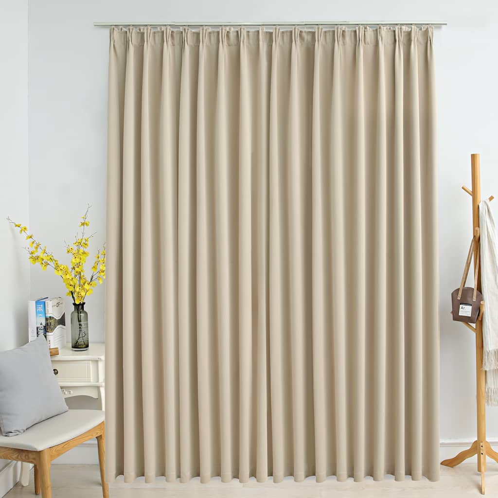 Gordijn verduisterend met haken 290x245 cm beige is nu te koop bij PeponiXL, paradijselijk wonen!