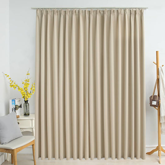 Gordijn verduisterend met haken 290x245 cm beige is nu te koop bij PeponiXL, paradijselijk wonen!