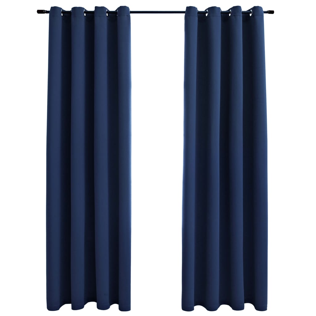 Gordijn verduisterend met metalen ringen 2 st 140x175 cm blauw is nu te koop bij PeponiXL, paradijselijk wonen!
