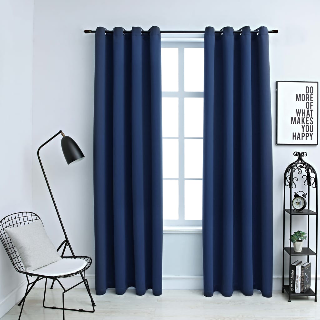 Gordijn verduisterend met metalen ringen 2 st 140x175 cm blauw is nu te koop bij PeponiXL, paradijselijk wonen!